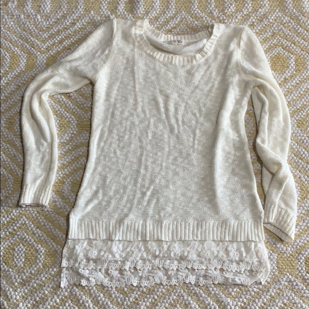 Long sleeve sweater with built in under shirt